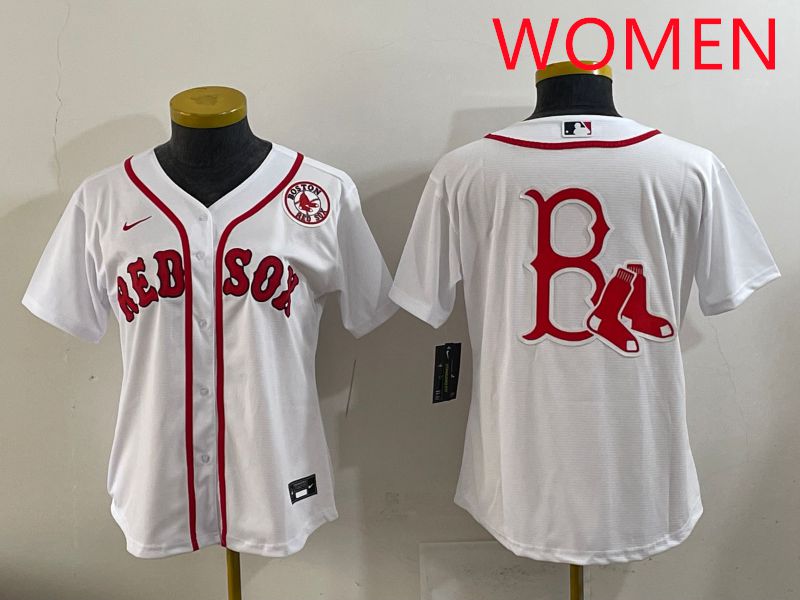 Women 2025 Boston Red Sox Blank White Game Nike MLB Jersey style 7